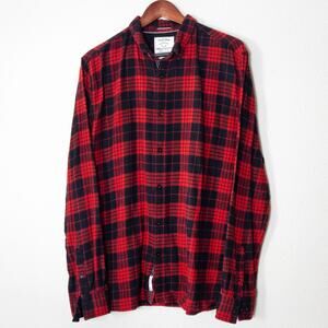 American Heritage Plaid Flannel Shirt Long Sleeve Cotton Size XL